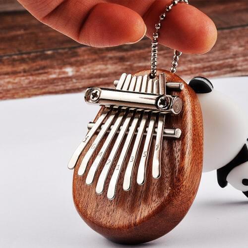 8-Tone Mini Keychain Music Keyboard Key Hook Storage Keychain Retro Transparent Wood Color Thumb Piano Pendant Gift GP190