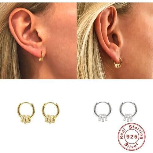 Aide 925 Sterling Silver Lucky Beads Round Circle Hoop Earrings for Women Girls Fashion Party Jewelry Gift Pendientes Brincos