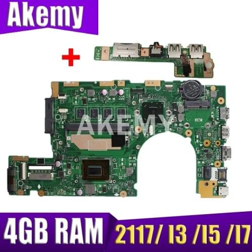 Free Board S400CA S500CA motherboard For ASUS S400CA 2117/I3/I5/I7 CPU 4GB Laptop motherboard S500C S400C S500C S500CA mainboard