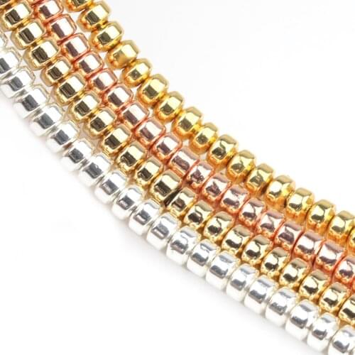Natural Hematite Beads Gold Plated 3x2mm Flat Round Disc Loose Spacer Beads for Waist Beads Women Jewelry Making