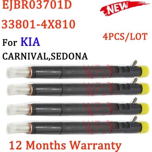 4PCS Rail Diesel Injector EJBR03701D 33801-4X810 Fuel Injection Spray Set EJBR0 3701D for KIA CARNIVAL HYUNDAI