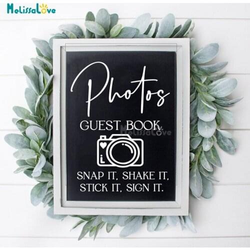 Photo Guest Book Wedding Party Decal Welcome Sign Camera Pattern Decor Mirror Board Sticker Murals Removable Vinyl BD687