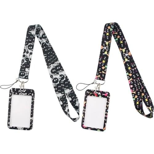 JF317 Anime Black Briquettes Lanyards For Keys Badge Gym Keychain Lanyard Key Holder DIY Hanging Rope Keychain