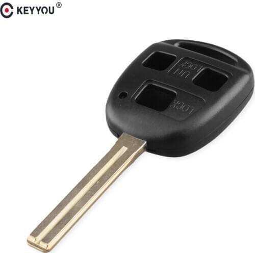 KEYYOU New Car Remote Key Shell Replacement for Toyota For Lexus 2 Button Uncut Key Fob Case Blade TOY48 46mm Long Blade