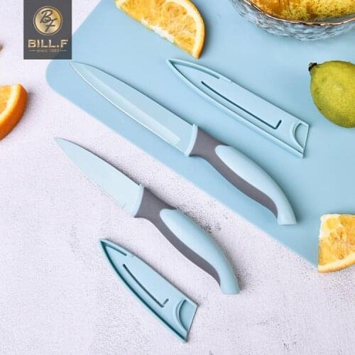 Kitchen peeler 2-piece combination 5-inch universal knife 3.5-inch peeler with protective cover rust proof tricolor