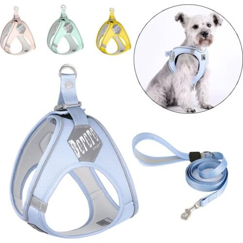 Macaron Pet Vest Harness for Small Medium Dogs Reflective Puppy Dog Harnesses and Leash Set Yorkshire Maltese mascotas Supplies