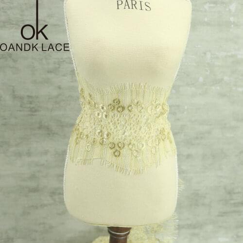 3 YARD/ lot Eyelash Lace Fabric 11cm DIY Decorative High Quality Soft Off Nylon Eyelash Lace Trim Wedding Dress Fabric