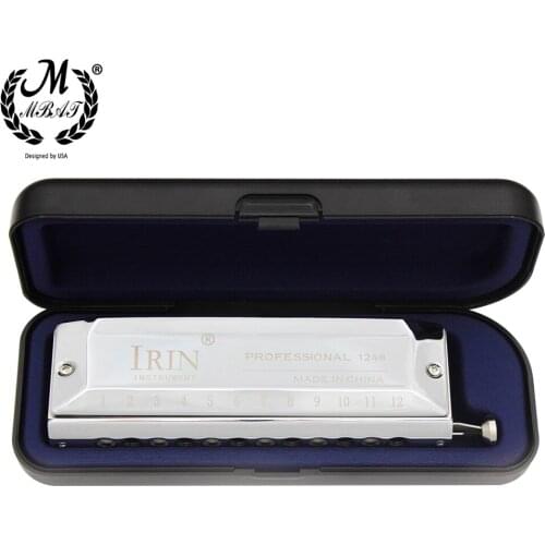 M MBAT 12 Hole 48 Tones Chromatic Harmonica Mouth Organ Key C Reed Wind Instrument for Beginner with Cleaning Cloth Storage Box
