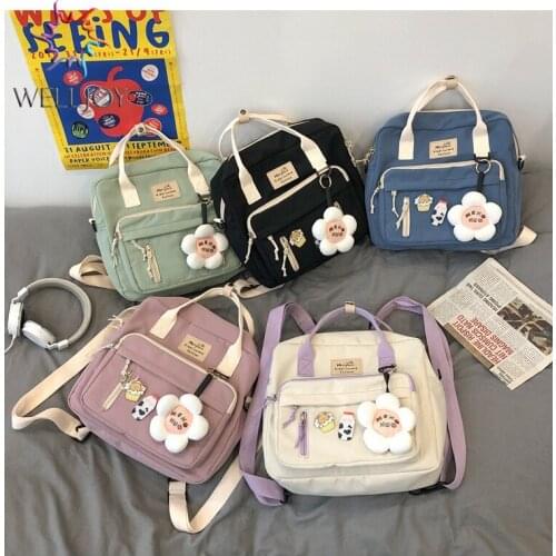 Lovely Multifunctional Backpack Teenage Girl Ring buckle Portable Travel Bag Female Small Schoolbag Badge Women Backpacks