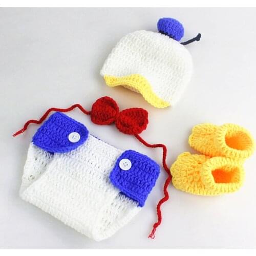 Cartoon Duck Cosplay For Newborn Baby Halloween Costumes For Infant Animals Wool Knitting Outfit Birthday Party