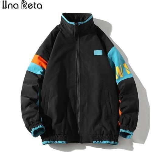 Una Reta Jackets Men Autumn New Patchwork Color Block Jacket Fashion Tracksuit Coat Men Hip Hop Streetwear Loose Jacket Coat Man