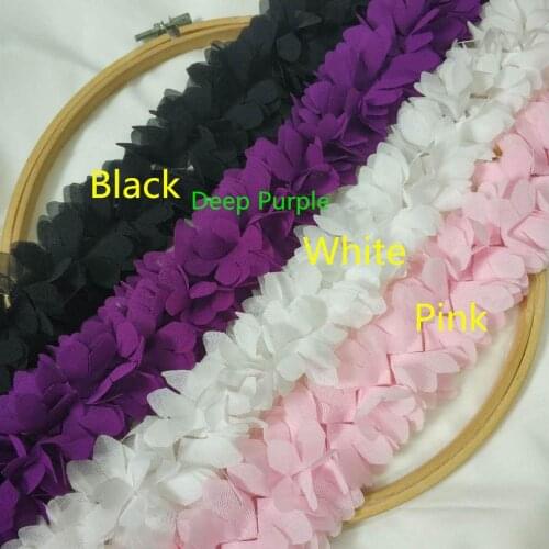 Soft 3D Chiffon Lace Trims 4 Colors Vivid DIY Handmade Flower Sewing Trim For Wedding Dress Festival Craft Supply