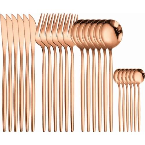 Rose Gold Dinnerware Stainless Steel Cutlery Set Gift Knife Fork Spoon Flatware Tableware Silverware Kitchen Set Dropshipping