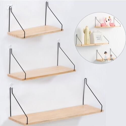 Iron Storage Holders Racks Wooden Decorative Wall Hanging Shelf Storage Rack Holder Home Organization For Room Wall Decor