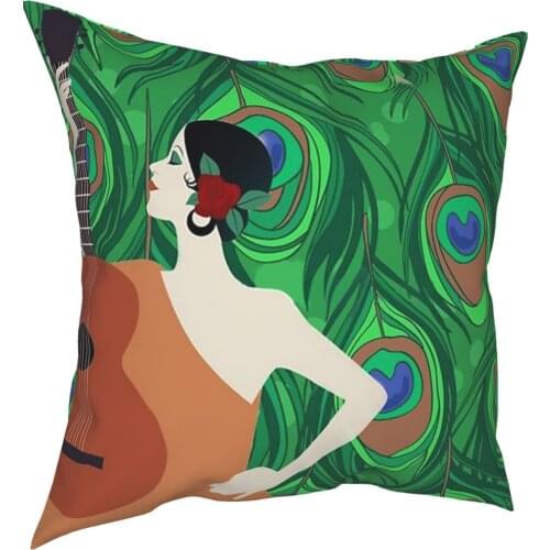 The Peacock Musician Flamenco Pillowcover Home Decorative Dancer Dance Cushions Throw Pillow for Car Polyester Printing