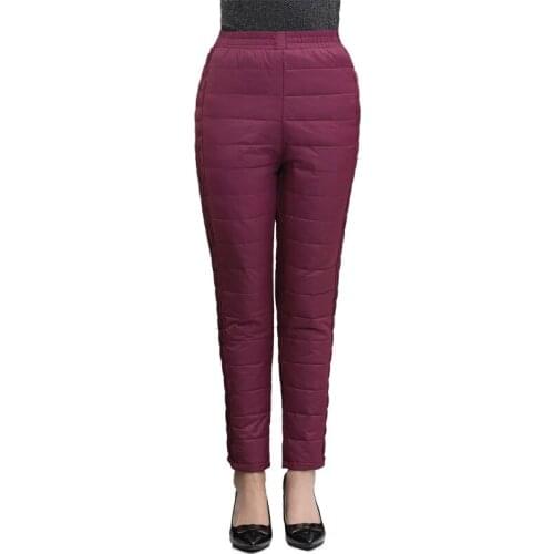 2021 New Fashion Women Middle-aged Elderly Winter Down Pants Female High-waisted Thick Warm Pants Plus Size Loose Trousers OK995