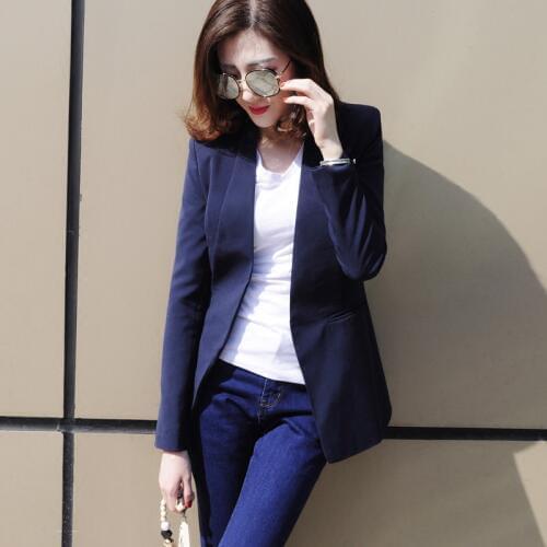 2018 spring and autumn fashion new high-quality black slim slim wild small suit jacket coat long-sleeved white Blazers