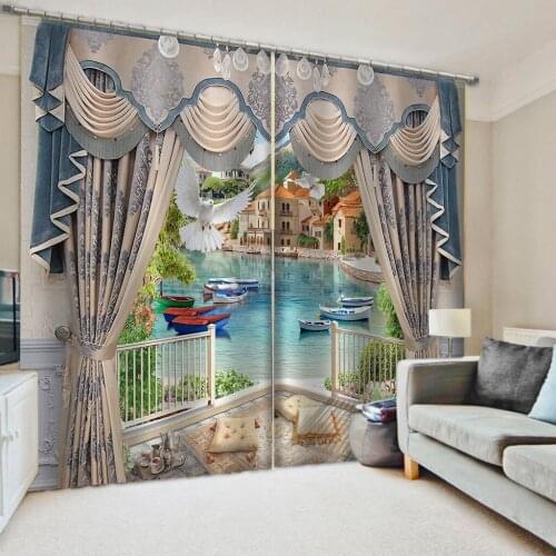 New European 3D Curtains Window Blackout Curtains For Living Room Bedroom Home Decoration Luxury Balcony Sceney Cortinas Drapes