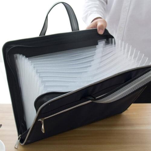 Office canvas&leather folder 12 layers Expanding Wallet Document organizer File folder A4 36x28cm Large capacity Business use