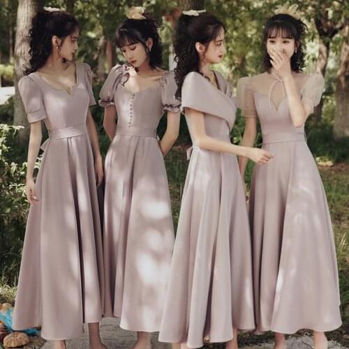 Bridesmaid Dress for 2021 Autumn Deep V-neck Girlfriend Bridesmaid Birthday Party Evening Gowns for Women A346