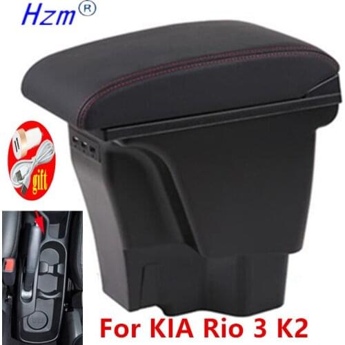 For KIA Rio 3 K2 Armrest Box 2015 2014 2013 2012 2011 Organizer Leather Auto Cup Holder Accessories Easy to install USB