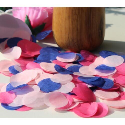 Pink cerise hot pink royal blue wedding marriage party guests throwing flower girl confetti biodegradable paper decoration