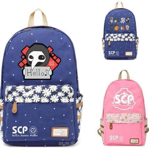 SCP Special Containmen Backpack Canvas Bag School Bags Girl Mochila Feminina Nezuko Notebook Bag Cosplay