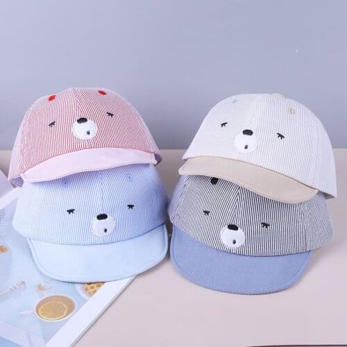 Spring and autumn thin section Korean cute baby hat 6-18 months baby hat striped bear hat newborn photography road baseball cap