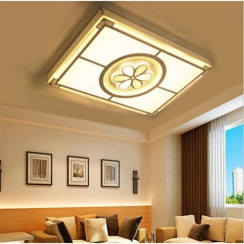 Modern minimalist bedroom square LED ceiling lamp rectangular atmosphere living room lamp wrought iron crystal lamps LED fixture