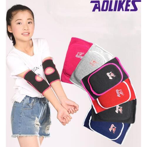 AOLIKES 1 Pair Sports Protect Kits Warm Colors Children Sponge Elbow Brace Kids Adjustable Padded Elbow Support Brace Pads
