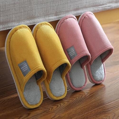 Women Slippers Corduroy Flannel plush slippers Japanese Style Concise house slippers Non-slip soft best Indoor floors shoes