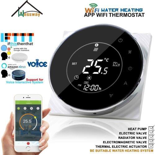 EU Round Radiant Floor Heating thermostats WIFI smart for Water valve,Electric actuator,radiator Works with Alexa Google home