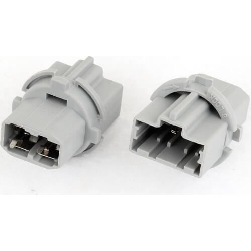 X Autohaux 2 X T20 Gray Plastic Turn Brake Turning Light Socket Wireless Connector For Car