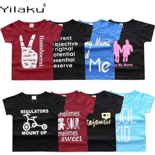 Yilaku Kids Clothes Summer Boy Clothes T-Shirt Letter Print Baby Girl Short Sleeve Boys T Shirt Child Unisex Clothes Tops YY074