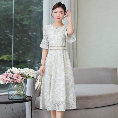 Tang Clothes Women Chinese Style Lace Dress Retro Cheongsam 2021 New Slim Trumpet Sleeve Antique Dress Elegant Floral Robe zh356