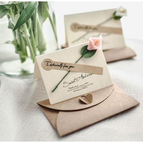 1pcs Thanksgiving card wedding invitation Christmas Birthday Greeting Postcard gift card with envelope flowers handwritten card