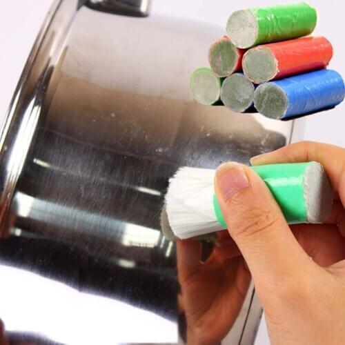 1Pcs Magic Stainless Steel Cleaning Brushes Rod Stick Metal Rust Remover Cleaning Stick Pot Brush Random Color