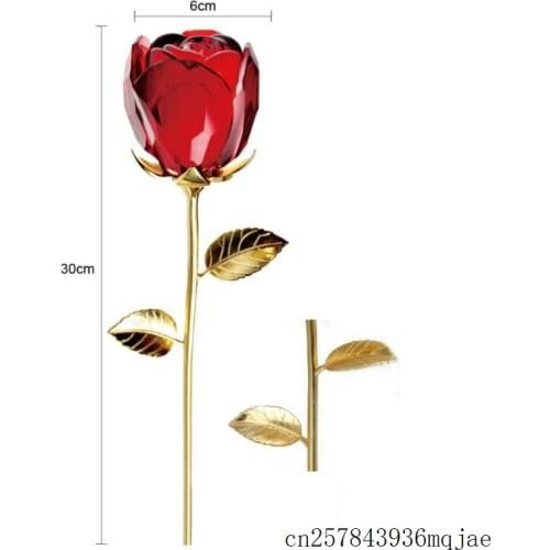 10pcs Crystal Rose 3D Elegant Glass Flower Ornaments Romantic Love Wedding Valentines Day Gift Home Decor