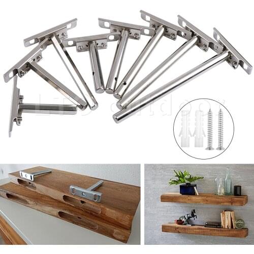 2/4 Pieces of Silver Floating Bracket Hidden Shelf Support Bracket Wall-mounted Multifunctional Household Hardware