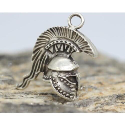 2pcs Roman Spartan Helmet Warrior Greek Gladiator Alloy Charms Antiuqe Silver Color Pendant Jewelry Diy Making Necklace Keychain