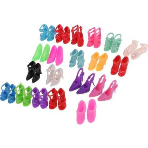 20 Pairs 2cm Fashion Doll Dancing Shoes High Heel Sandals Flat Shoes Slippers for Doll Accessories Kids Birthday Gifts
