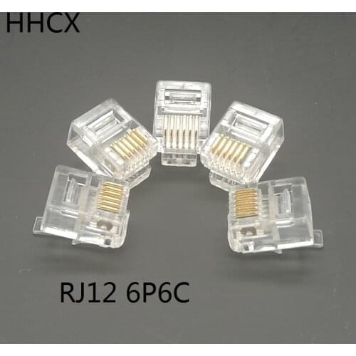 20 PCS/LOT Gold-plated RJ12 6Pin 6P6C engineering CNC Telephone crystal head Connector