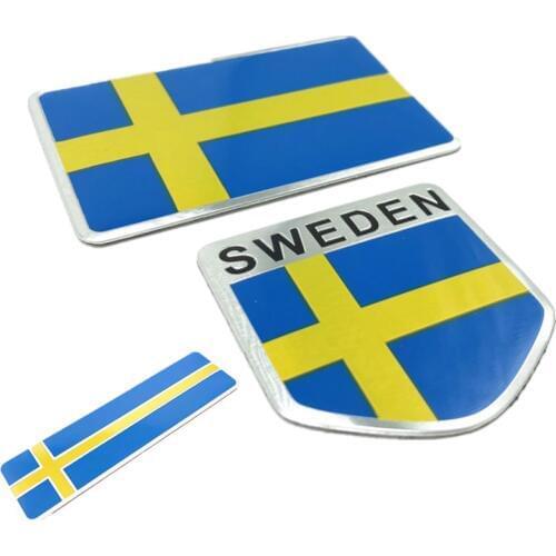3D Aluminum Alloy Sweden National Flag Emblem Badge Car Sticker Motorcycle Decal S60L Decoration For Volvo V70 XC60 S60 V60 V40