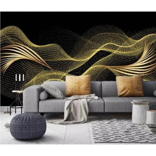 Custom 3D Wallpaper Mural Modern Creative Light Luxury Golden Leaf Line Stereo Living Room Bedroom Luxury Decor Background Wall