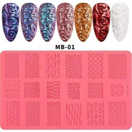 3D Silicone Template Nail Stamping Embossed Nail Mold Relief Pattern DIY UV Gel Acrylic Crystal Nails Template