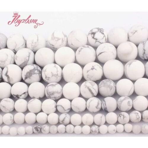 4,6,8,10,12mm Frost Matte Round White Howlite Natural Stone Beads For DIY Necklace Bracelets Jewelry Making 15" Free Shipping