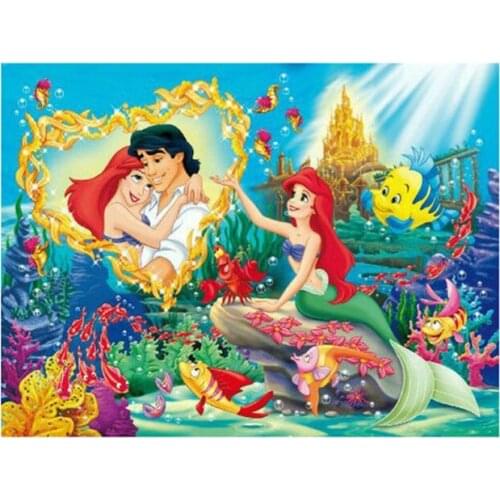 Diamond Painting Disney Mermaid Full Drill Embroidery 5D DIY Cross Stitch Kits Mosaic Rhinestones Gifts Home Decor