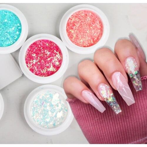 6 Boxes Iridescent Nail Art Glitter AB Color Sequins For Nail Design Irregular Nail Flakes French Manicure Nail Art Decorations