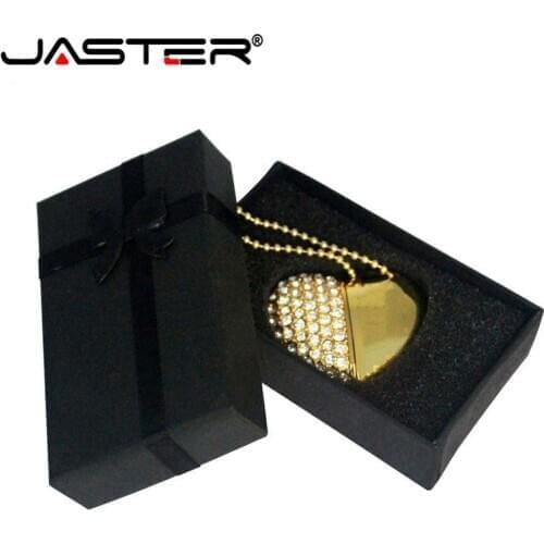 JASTER Crystal love Heart +box USB Flash Drive precious stone pendrive 4G/ 8G/ 16G/ 32G /diamante memory stick wedding gift