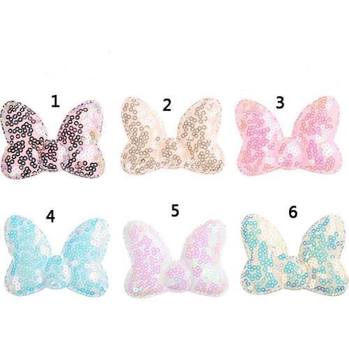 40Pcs 6.5*5cm bow Tie Appliques for Craft Clothes Stickers Supplies DIY Hair Clips ornament